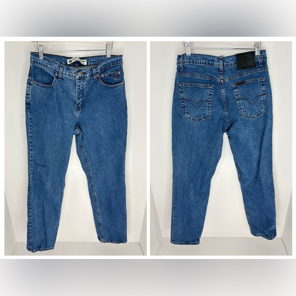 Harley Davidson Straight Leg Jeans Size 10 Medium Wash Denim Biker Moto 31x31